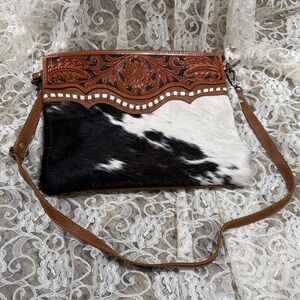 Myra Bag Brown and Black Leather Women's Bag